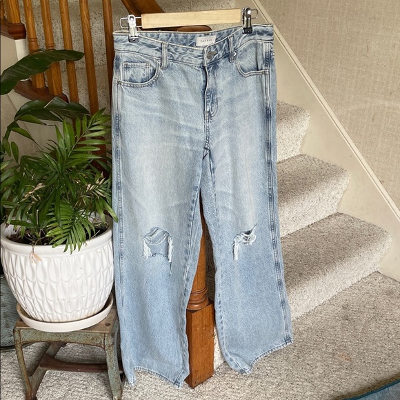 PacSun Trendy Casey Low Rise Baggy Light Indigo Distressed Wide Leg Jeans - Picture 2 of 13